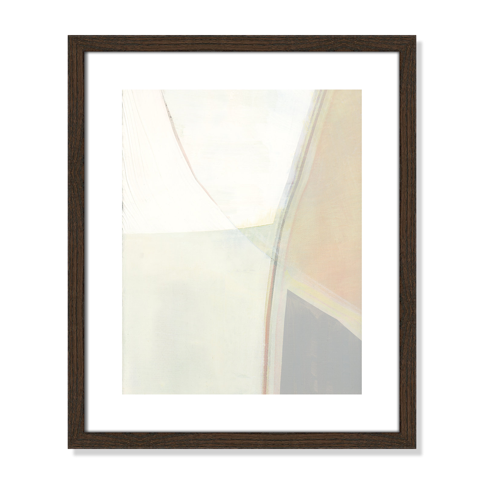 In Neutral II - Painting Print, Walnut Wood Framed Paper, 19" H x 16" W x 0.75" D