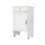 Robot aspirateur avec roulettes, support de rangement pour robot avec portes et tiroirs, table d'appoint pour salon, bureau personnel, cuisine - blanc antique