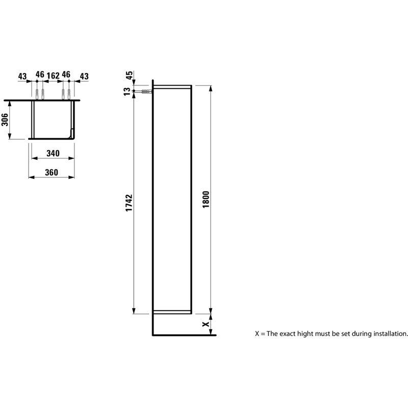 Ino 70.87" H x 14.17" W x 12" D Linen Cabinet, Walnut, Right Hinge