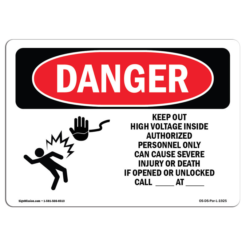 Panneau OSHA «Keep Keep Out High Voltage», H 12 po x l 18 po x P 0,1 po