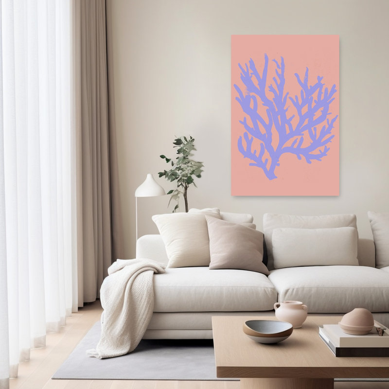 Coral Silhouette Abstract Minimalist Organic Lavender Beach Nature Wall Art Print by Treechild - Wrapped Canvas Print