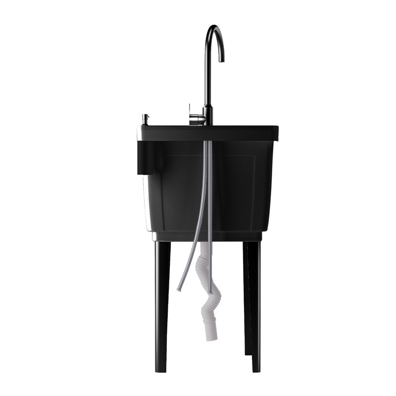 18 Gallon Black Freestanding Utility Sink With Stainless Faucet
