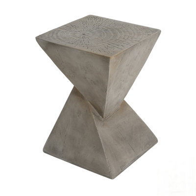Geometric MGO Side Table with Twisted Hourglass Design for Modern and Durable Outdoor or Indoor Use by Millwood Pines