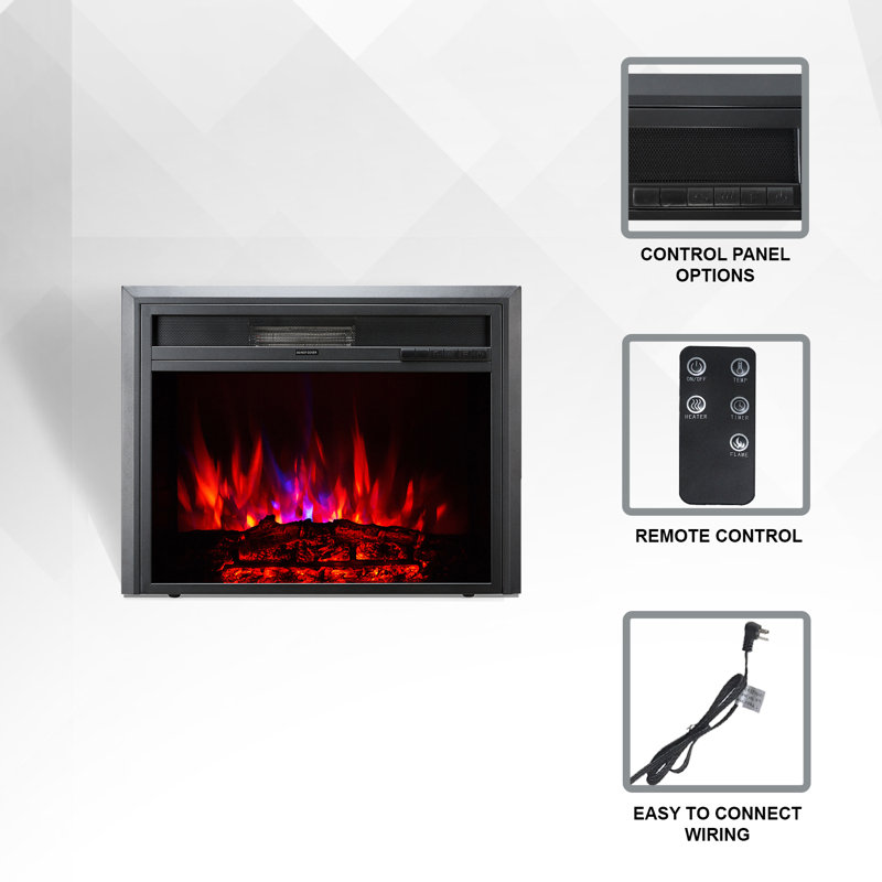 Billie Black Electric Fireplace, 21.81" H x 31.9" W x 6.7" D