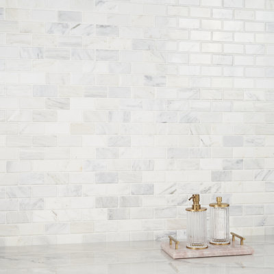 Oriental 2" x 4" Marble Brick Joint Mosaic Wall & Floor Tile