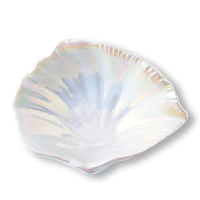 Plateau à bijoux, plat à bijoux en céramique de 5,75 pouces, plat à bibelot coquillage, plaque à bijoux pour décoration de maison / table basse en béton, cadeaux pour femme / maman / amis