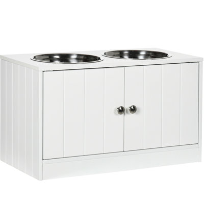 Rangement surélevé pour bol à nourriture pour chien - capacité de 44 L, 9,5 po x 2,75 po, grands bols blancs avec station surélevée pour chiens