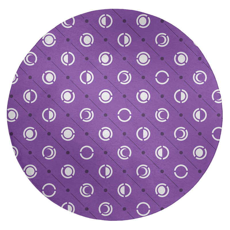 Chenille Geometric Indoor Rug, Round 5'