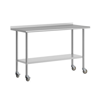 Commercial Stainless Steel Work Table With 1.5" Backsplash and Undershelf