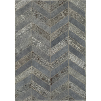 Tapis gris en coton noué à la main