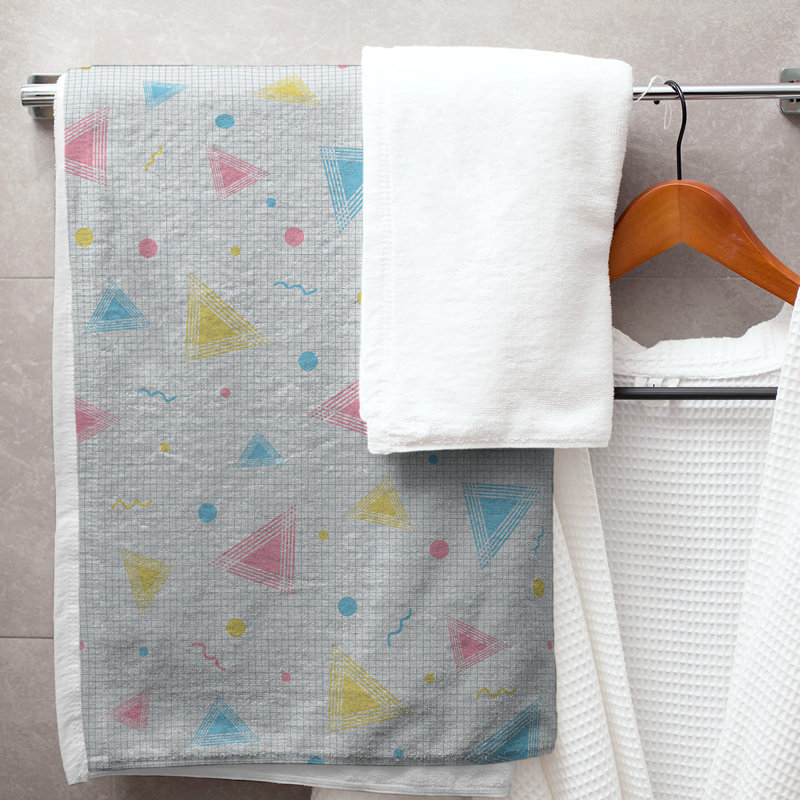 Serviette de bain rétro 90 ' ', Jaune / Rose