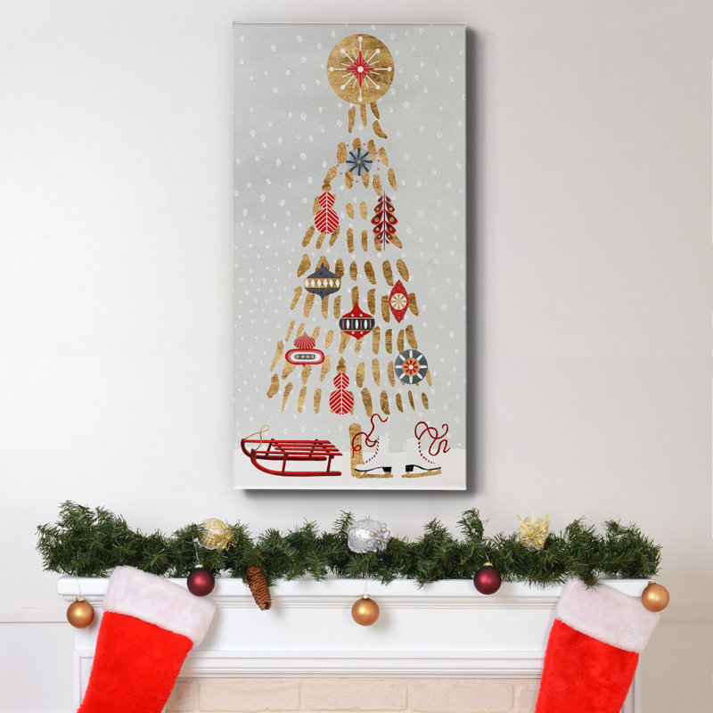 Toile tendue avec châssis de la collection B de Christmas Chalet - prêt à accrocher, H 24 po x l 12 po x P 1,5 po