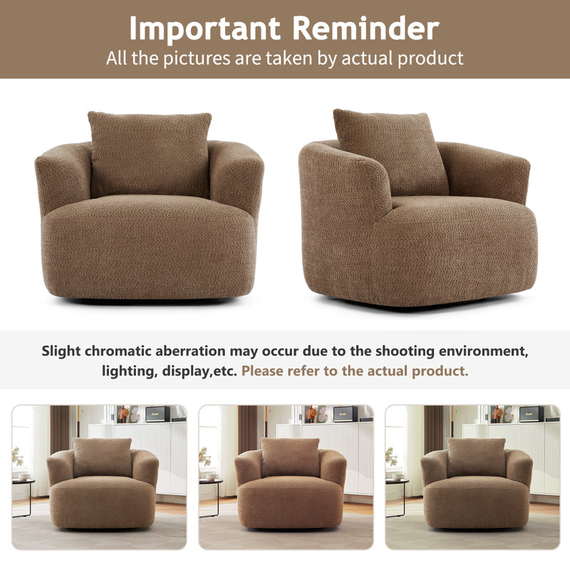Canapé pivotant moderne 360 °, fauteuil d'appoint, Marron foncé