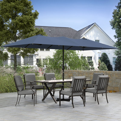 Finian 163"x103" Rectangular Market Patio Umbrella with Crank Wind Resistant Frame