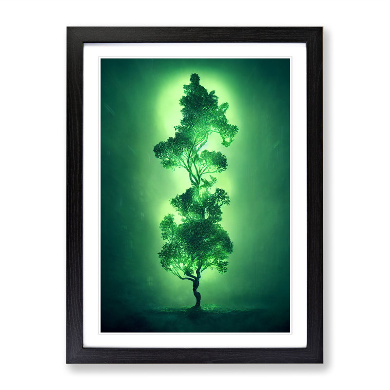 Tree Cyberpunk - Single Picture Frame Print, Black, 64cm H x 46cm W x 2cm D