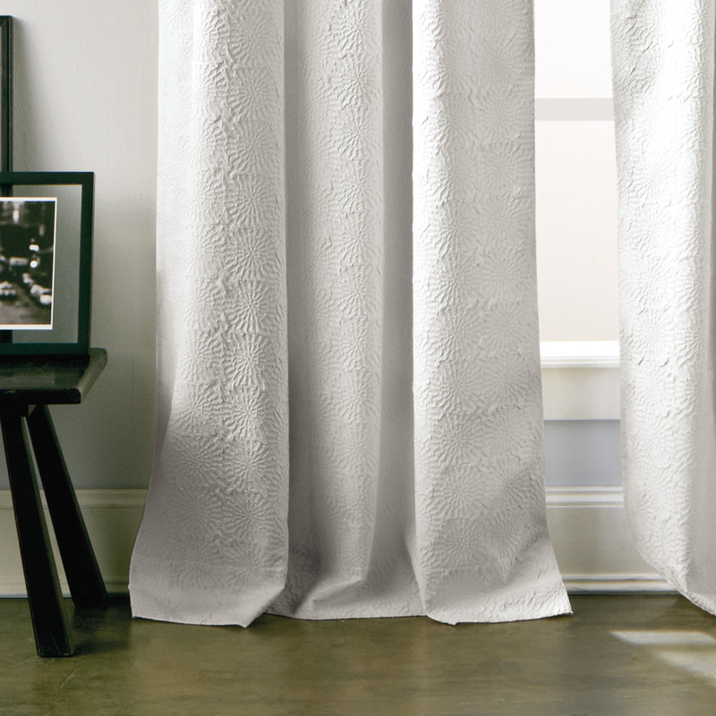 White Polyester Floral Grommet Window Panel, 84"