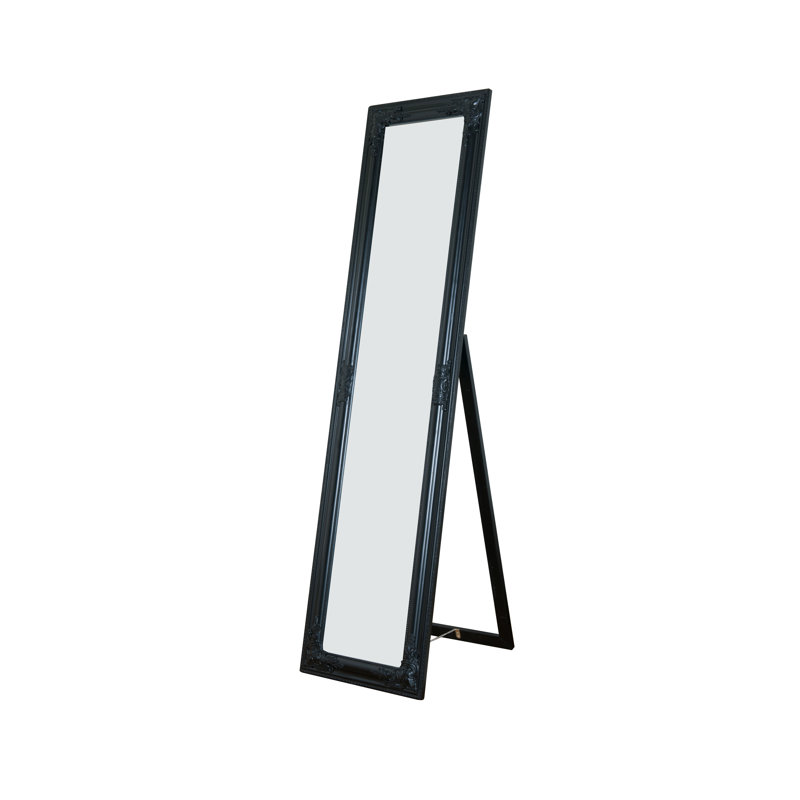 Emmalie Wood Floor Mirror, Black