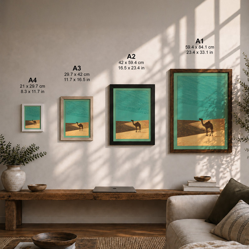 Desert Solitude Minimalist - Print, A4 - 29.7 x 21.0 cm, Oak