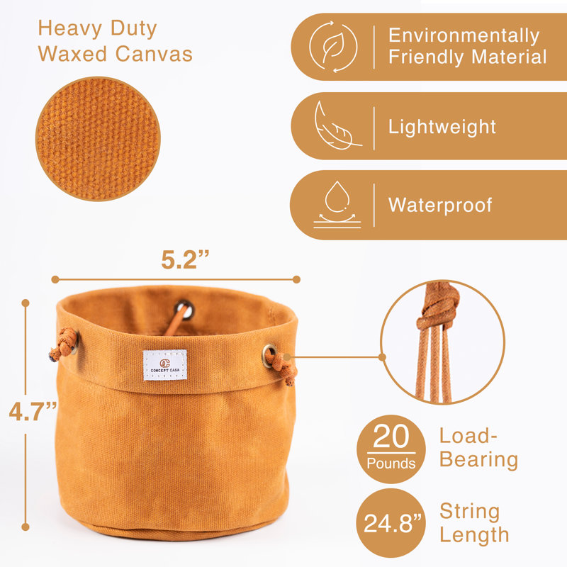 Yellow Waxed Canvas Indoor/Outdoor Hanging Planter