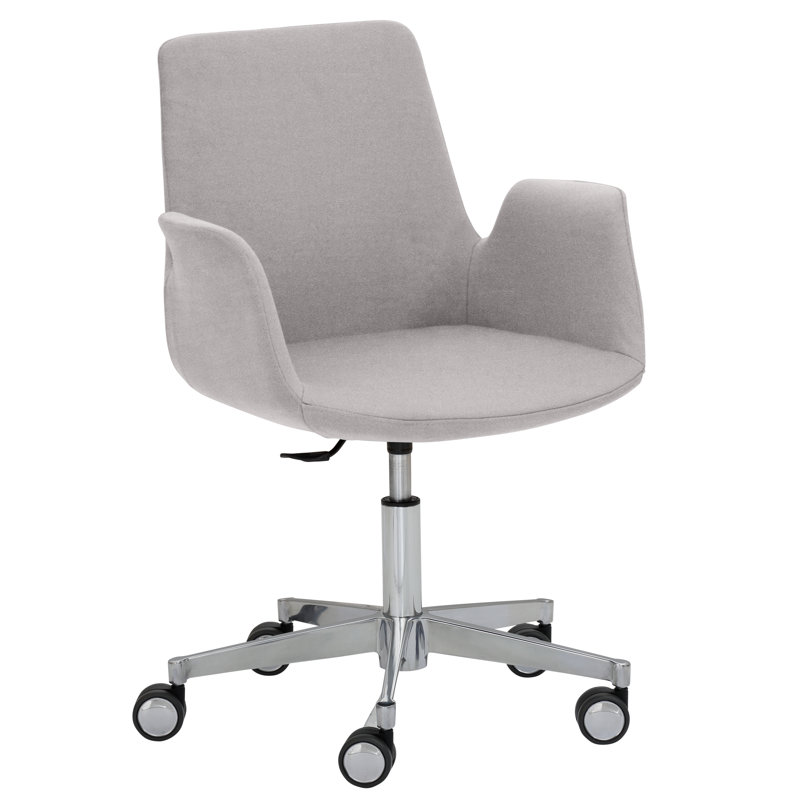 Ebern Designs Garud Velvet Executive Chair, Grey/Blue, Silver