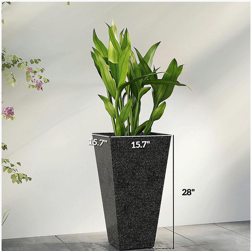 Stackable Taper Planters,Set of 3 Flower Pots,Tall Planters, Black