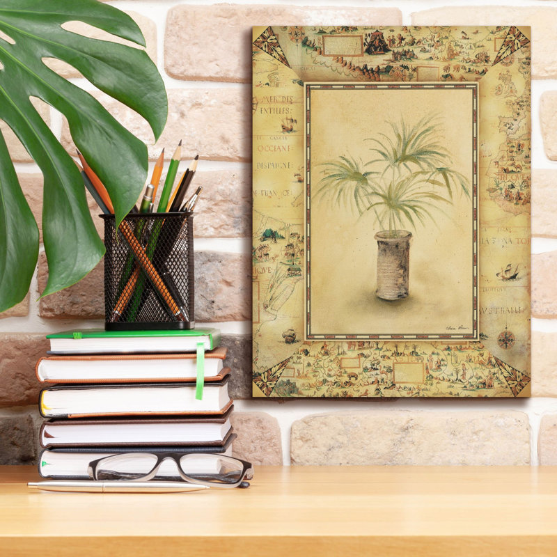 «Antique Map Palm 2» par Cheri Blum, art mural sur toile, H 16 po x l 12 po x P 0,75 po