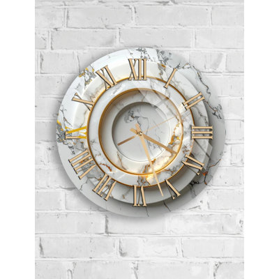 Marble Tempered Glass Wall Clock, Decorative Wall Art, Modern Clock, Living Room Clock, Kitchen Decor