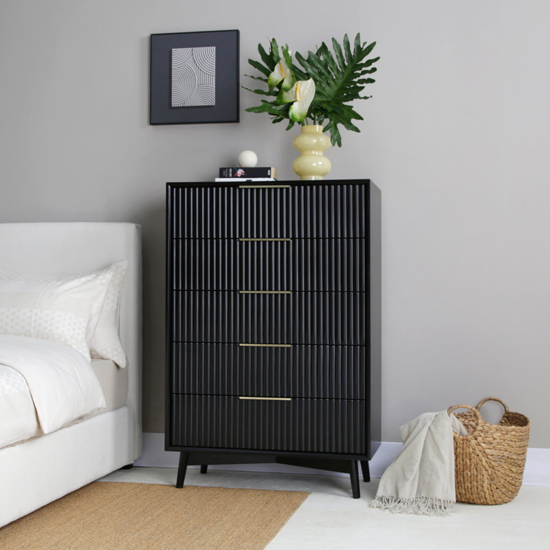 80cm W 5 - Drawer Chest of Drawers, Black