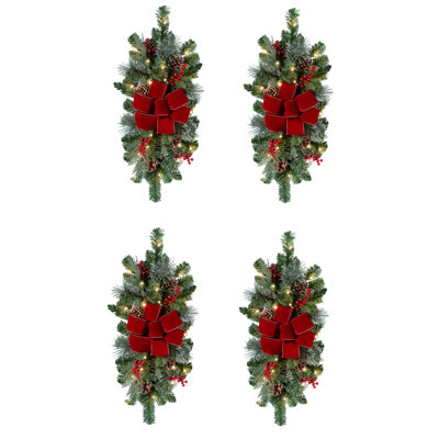 Ensemble de 4 guirlandes lumineuses classiques de 66 cm (26 pouces) pour escalier, pré-illuminées.