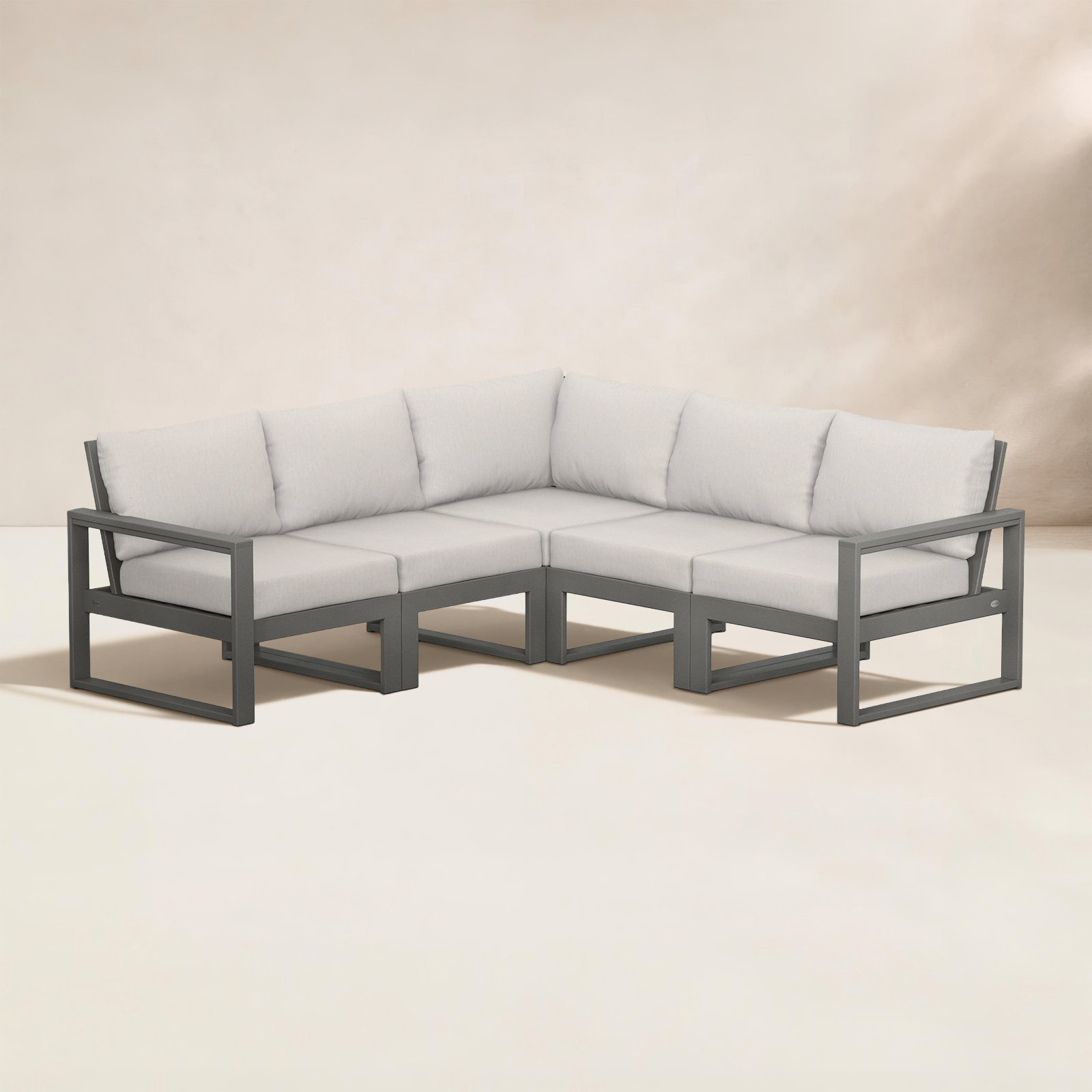 POLYWOOD® Edge 85" Patio Sectional, Dune Burlap, Slate Grey