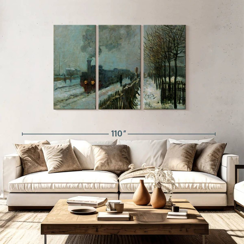 Train Mehar dans la neige 1875, H 48 po x l 74 po