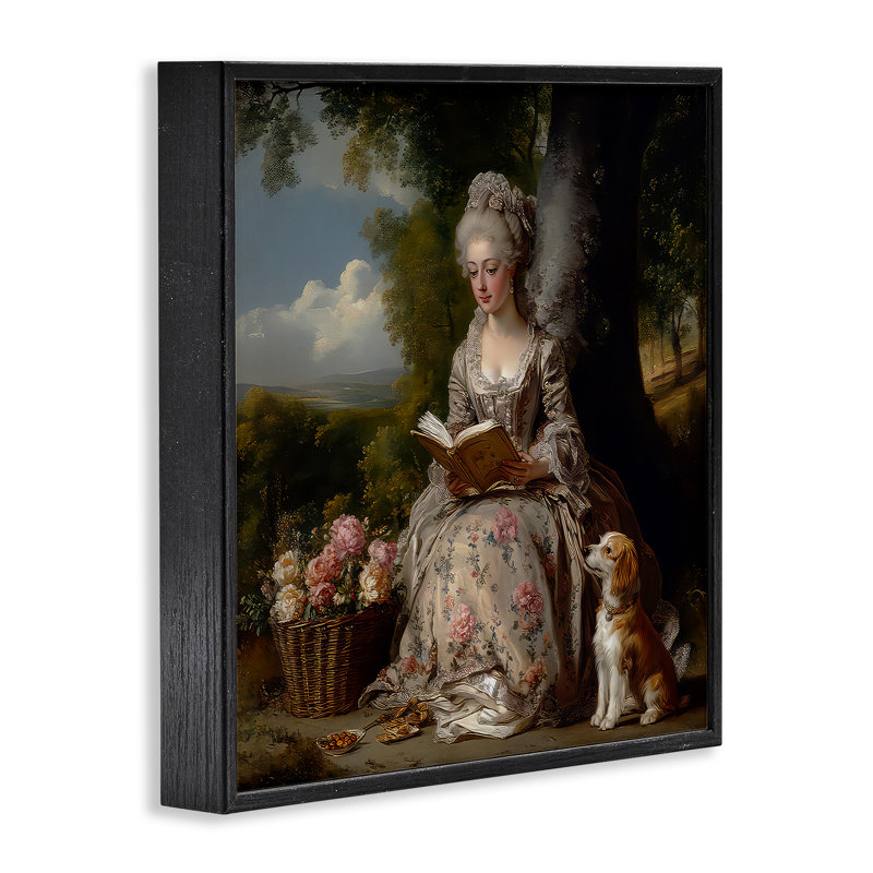 Estampe numérique de style rococo avec un chien, design par The Wands Want, H 12 po x l 12 po