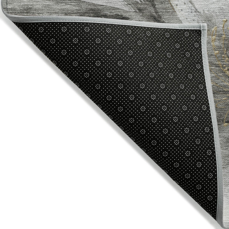 Machine Washable Indoor/Outdoor Xhevrie Silver Rug, Rectangle 8' x 10'