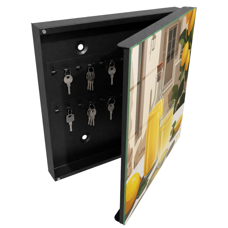 Key cabinet, Opens to the left, 30x30x5, Black, Lemons, glass, jug, southern climate, 