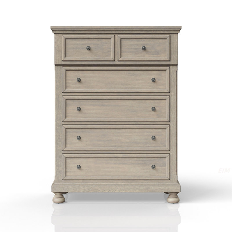 Commode 5 tiroirs gris antique