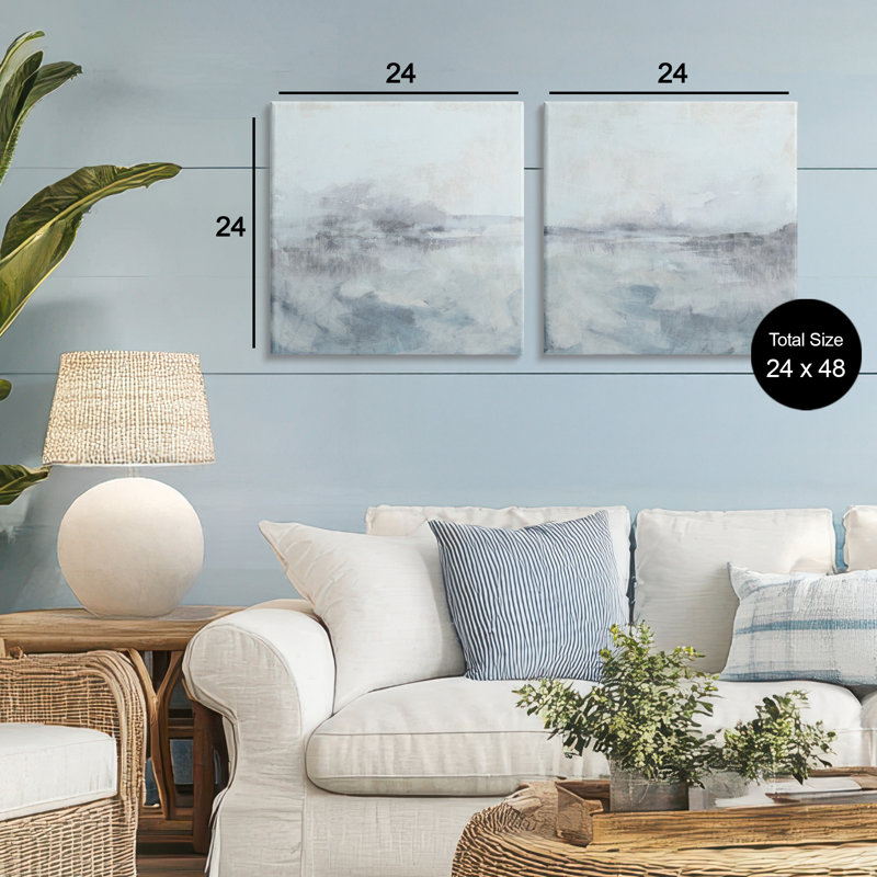 Ensemble de 2 toiles Misty Horizon View, design par June Erica Vess, H 24 po x l 24 po