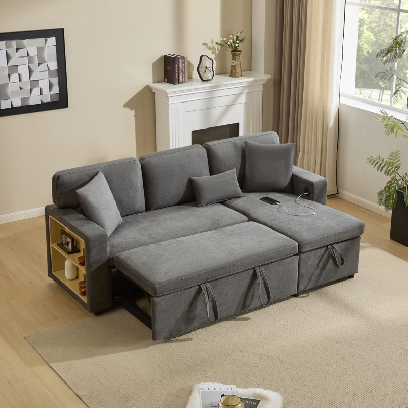 3 Seater Fabric Sofa Bed, Grey