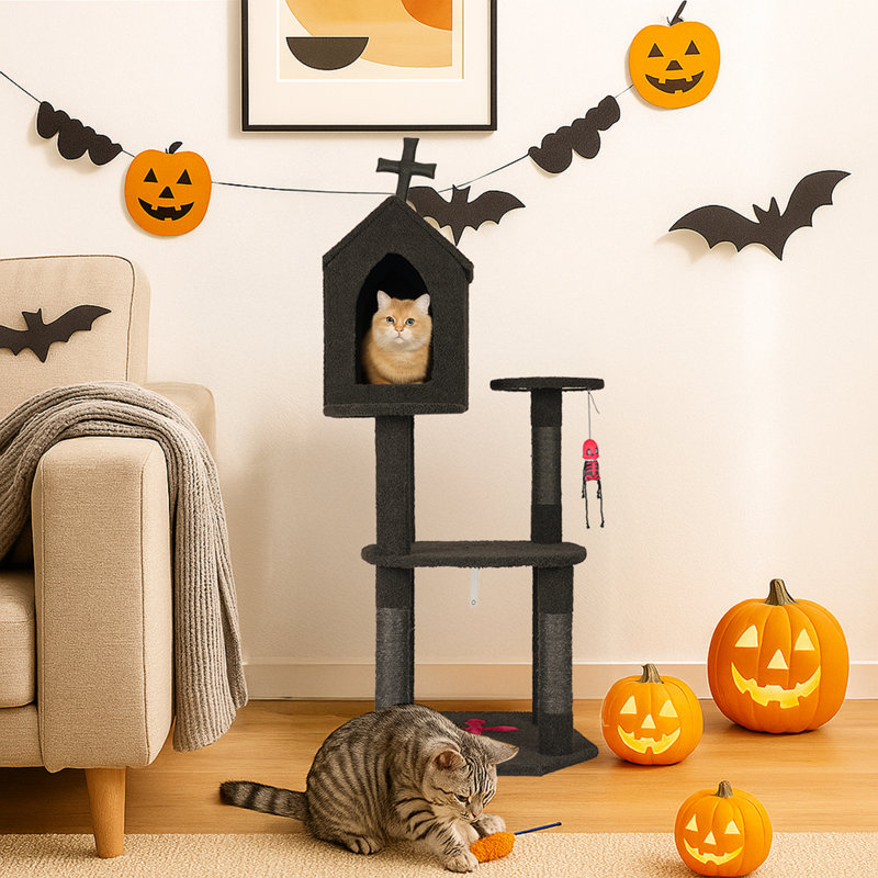 57'' Gothic Halloween3-Tier Cat Tree