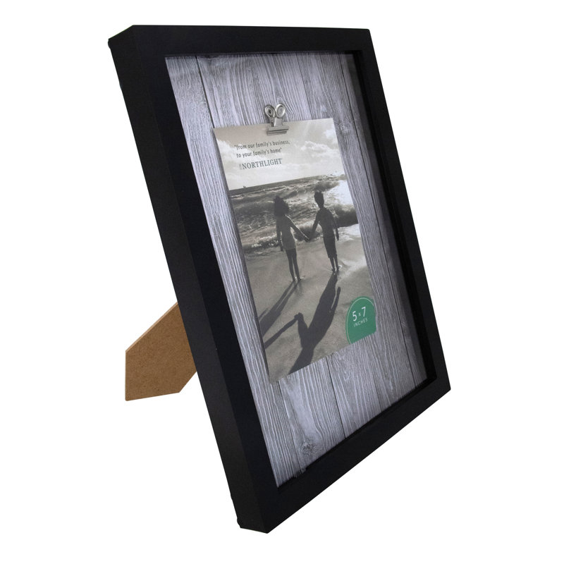 12.5" Classical Rectangular 5" x 7" Photo Picture Frame with Clip - Black and White