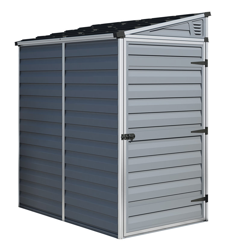 Skylight 6 ft. W x 4 ft. D Plastic Pent Garden Shed, Grey