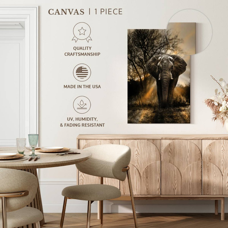 " Elephant Sunset Canvas Print ", 48" H x 32" W x 1.25" D
