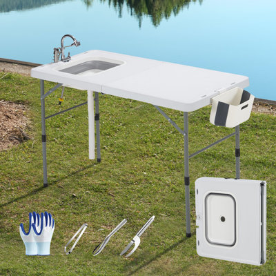 Table de nettoyage pour poissons avec évier pliable 50 po Dragosum