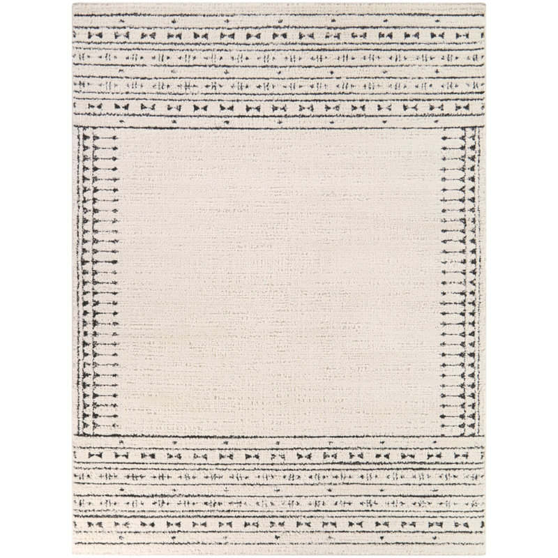 Booker Beige/Black Boho Moroccan Area Rug, 7'10" x 10'