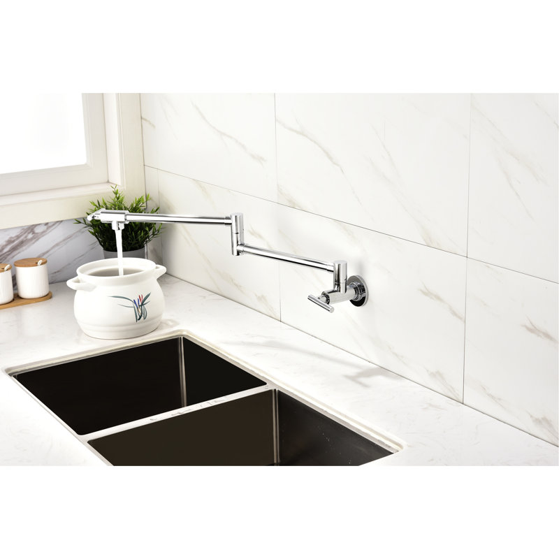 Pot Filler Faucet - Brass Material, Plating, Feature Foundation, , Quiet Flow, Silver