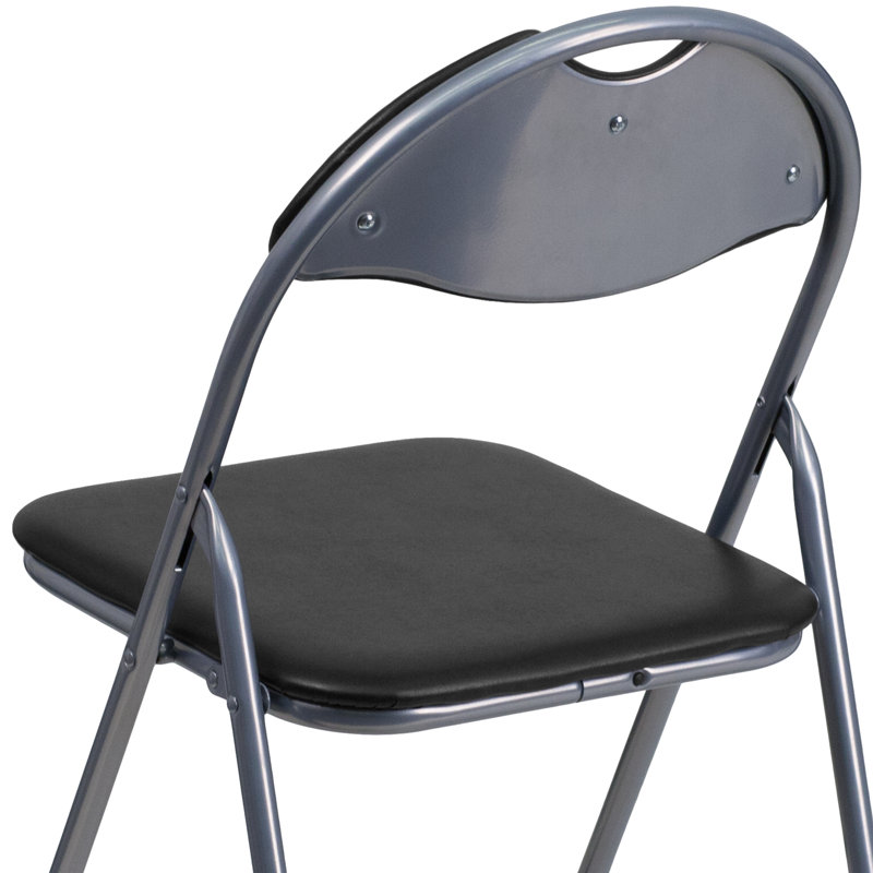 Chaise pliante en vinyle Oliverson d'une capacité de 300 lb avec poignée de transport