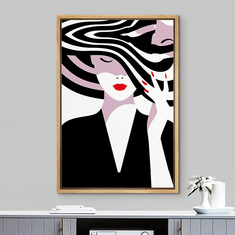 Impression sur toile, encadrée de femme élégante, H 36 po x l 24 po x P 1,5 po, Naturel