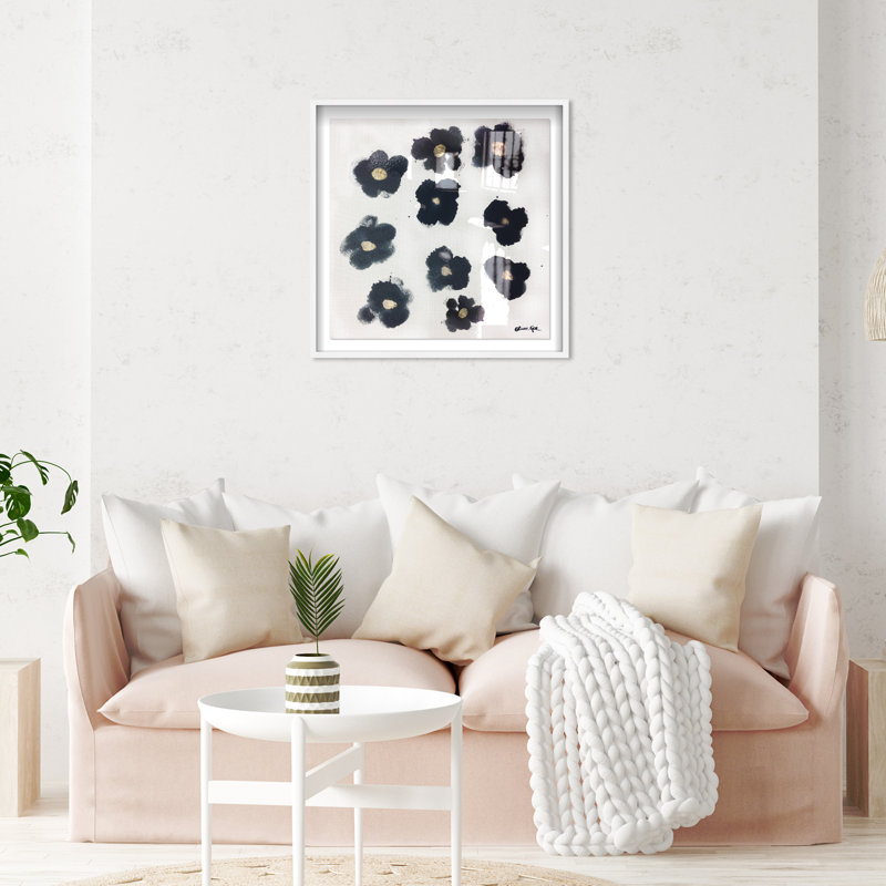 Coco's Gold Camellias - Graphic Art, 32" H x 32" W, Shadowbox, White