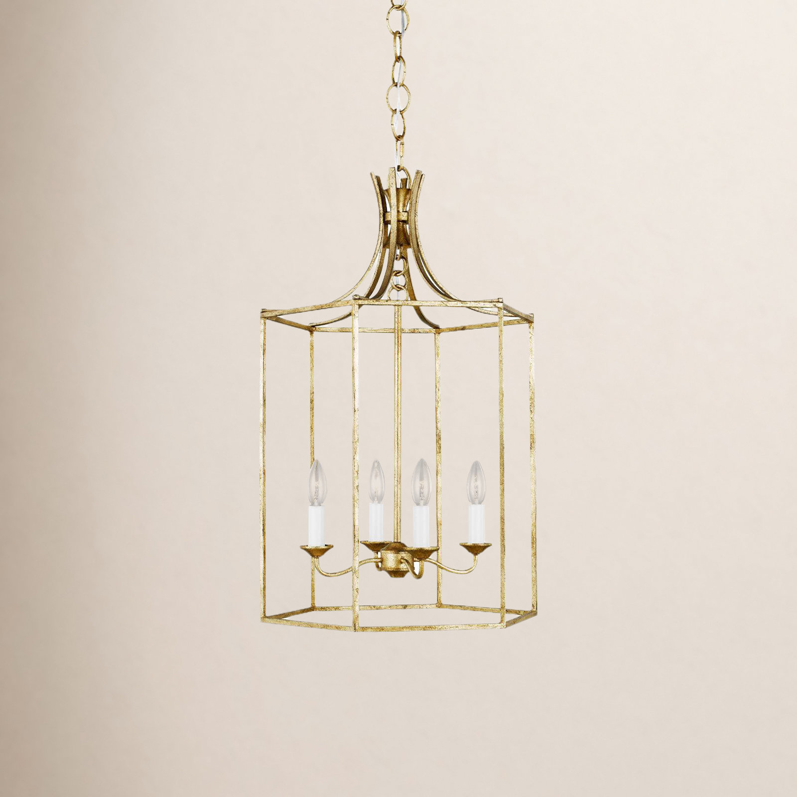 Suttons 4-Light Chandelier, Antique Gold, 27" H x 17" W x 17" D