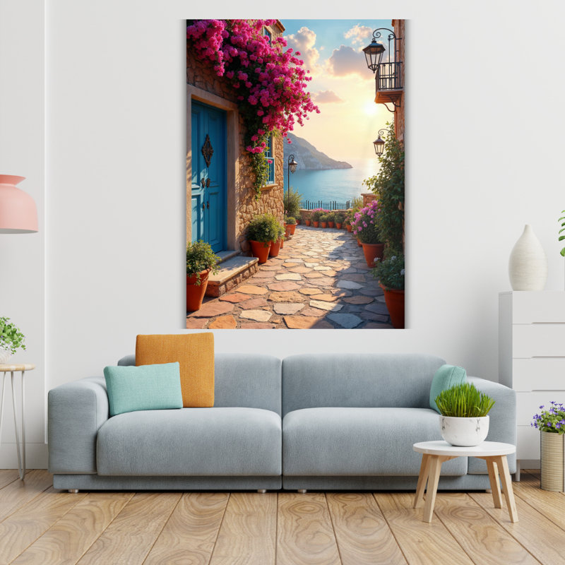 Art mural méditerranéen en verre trempé, H 16 po x l 12 po