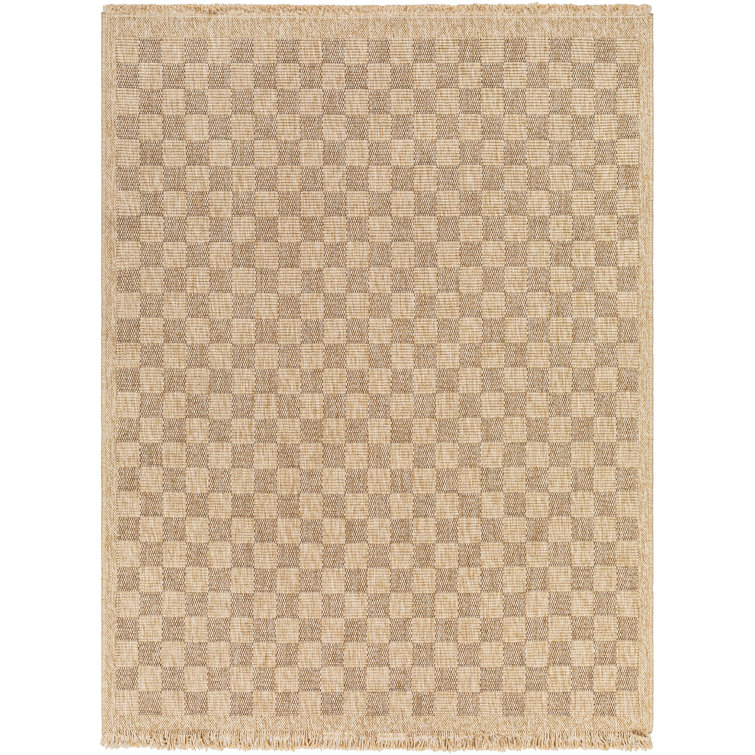 Outdoor Jute-Look Checkered Rug Tan/Brown_MGE2310